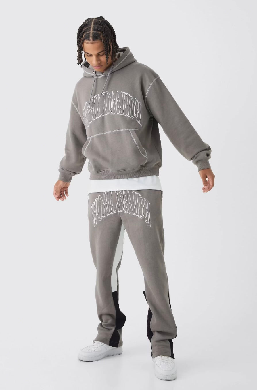 Grey Worldwide Flare Jogging Suit