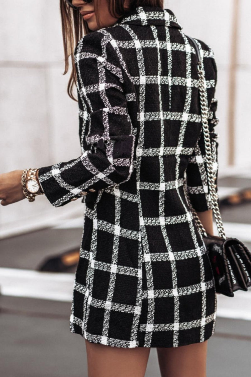 “Snobby” (Plaid Print Woolen Coat)