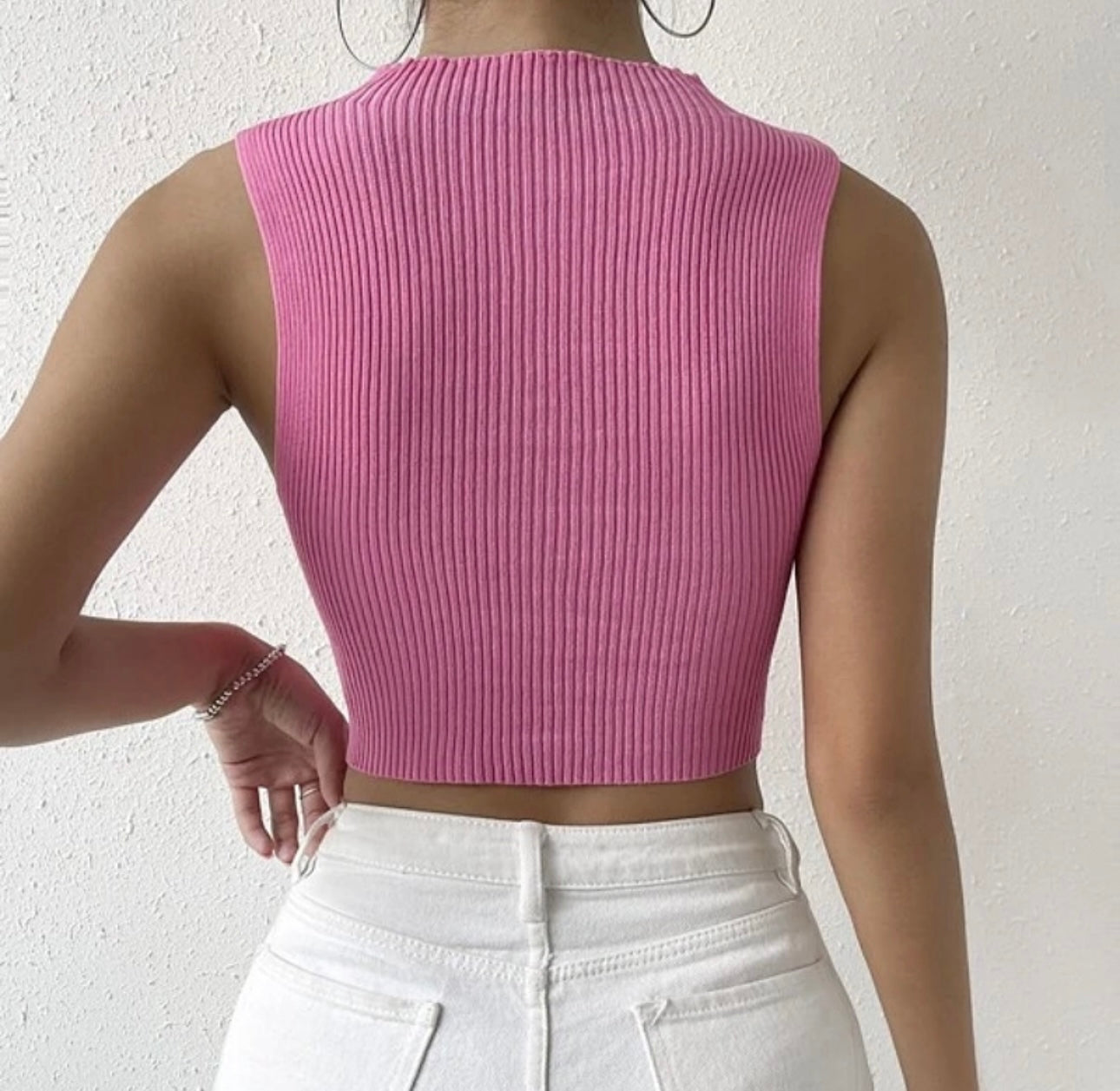 “Christie” (Sleeveless Cut-Out Crop Top)