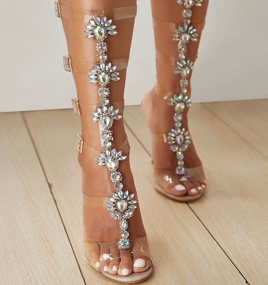 “Arabian Princess” (Rhinestone Strap Stiletto Sandals)