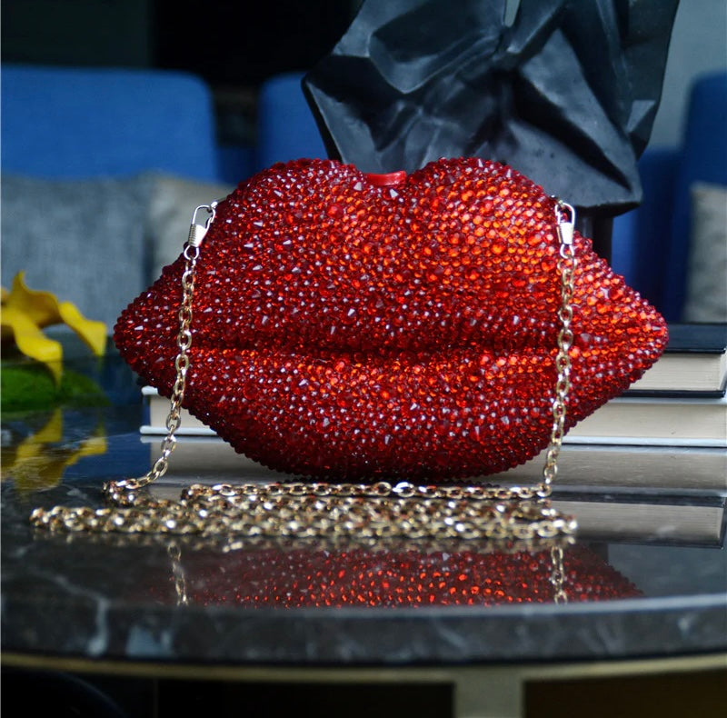 “KISS” (Rhinestone Bag Lip Shaped)