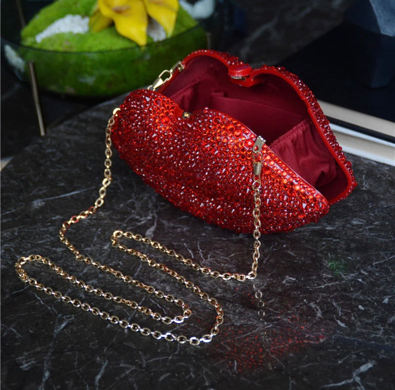 “KISS” (Rhinestone Bag Lip Shaped)