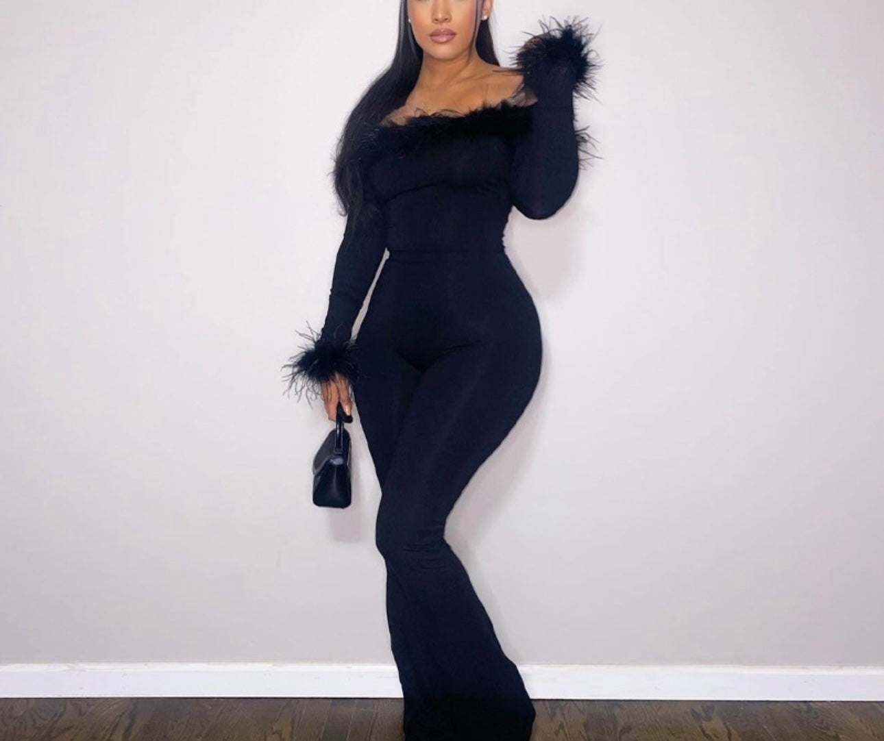 “Hard 2 Get” (Off-Shoulder Fur 1 Piece Jumpsuit)