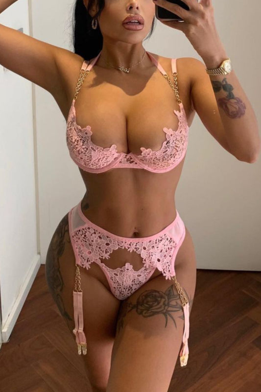 “Pink Paradise” (3-Piece Lingerie Set)