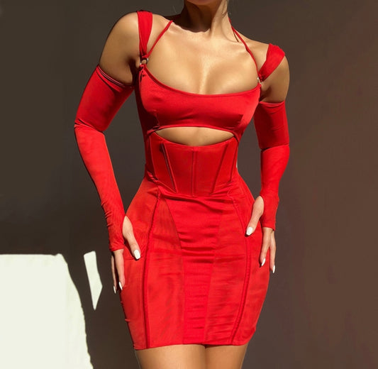 “Victoria” (Strappy Corset Body Con Dress)